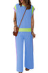 Color Block Detail Casual Two-piece Set